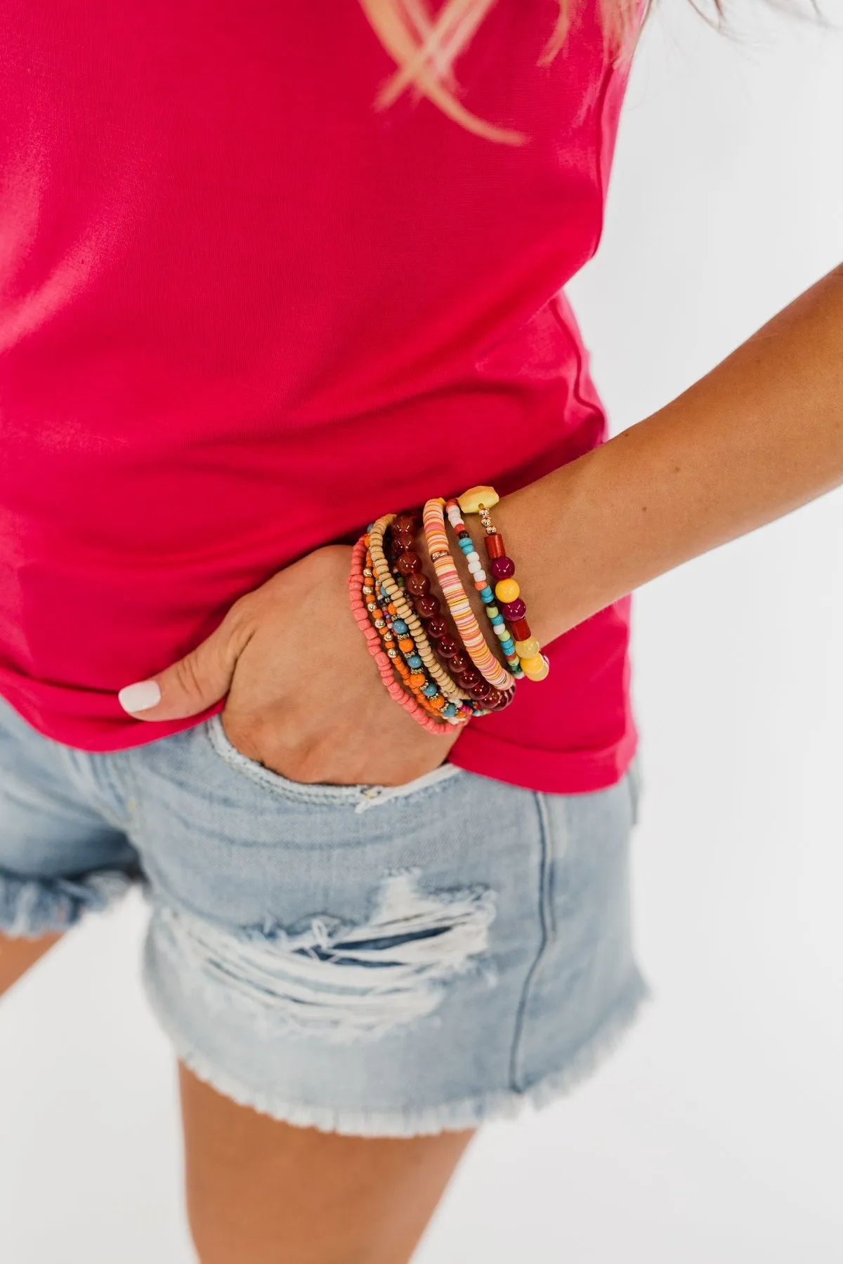 Stackable Seed Bead Bracelet Set- Multi-Color