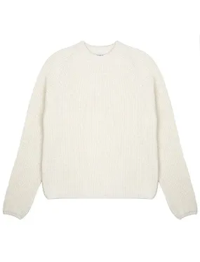 Sunspel Cotton Boxy Crew Neck Sweater Off White