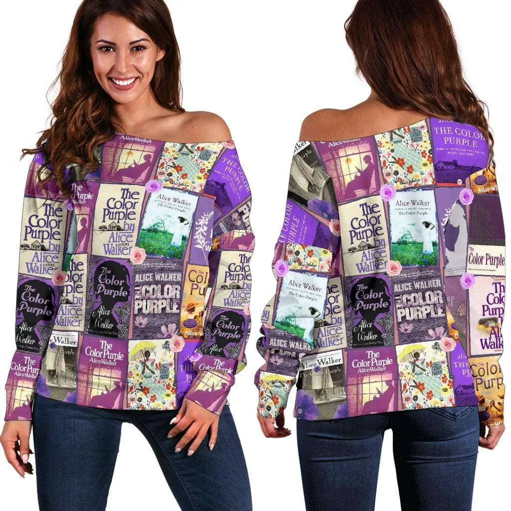 The Color Purple Book Covers Off Shouler sweater