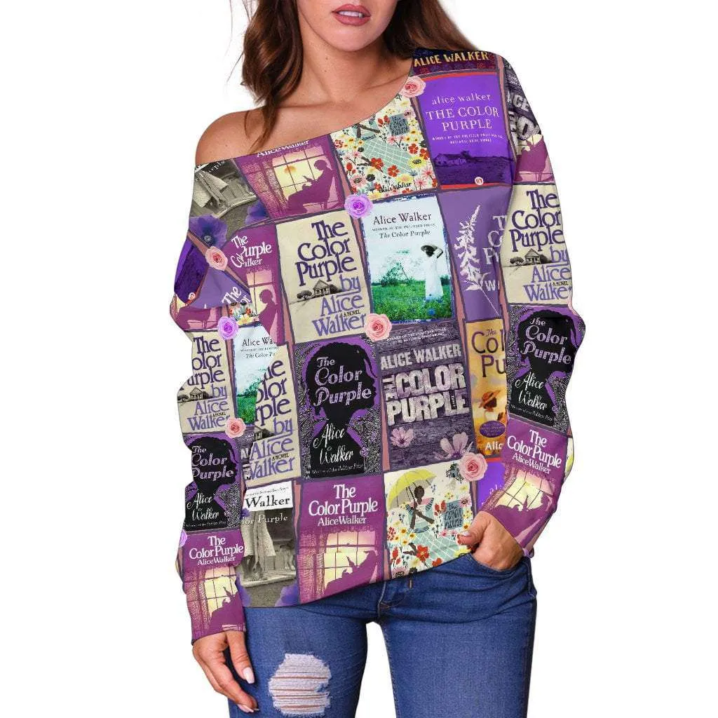 The Color Purple Book Covers Off Shouler sweater