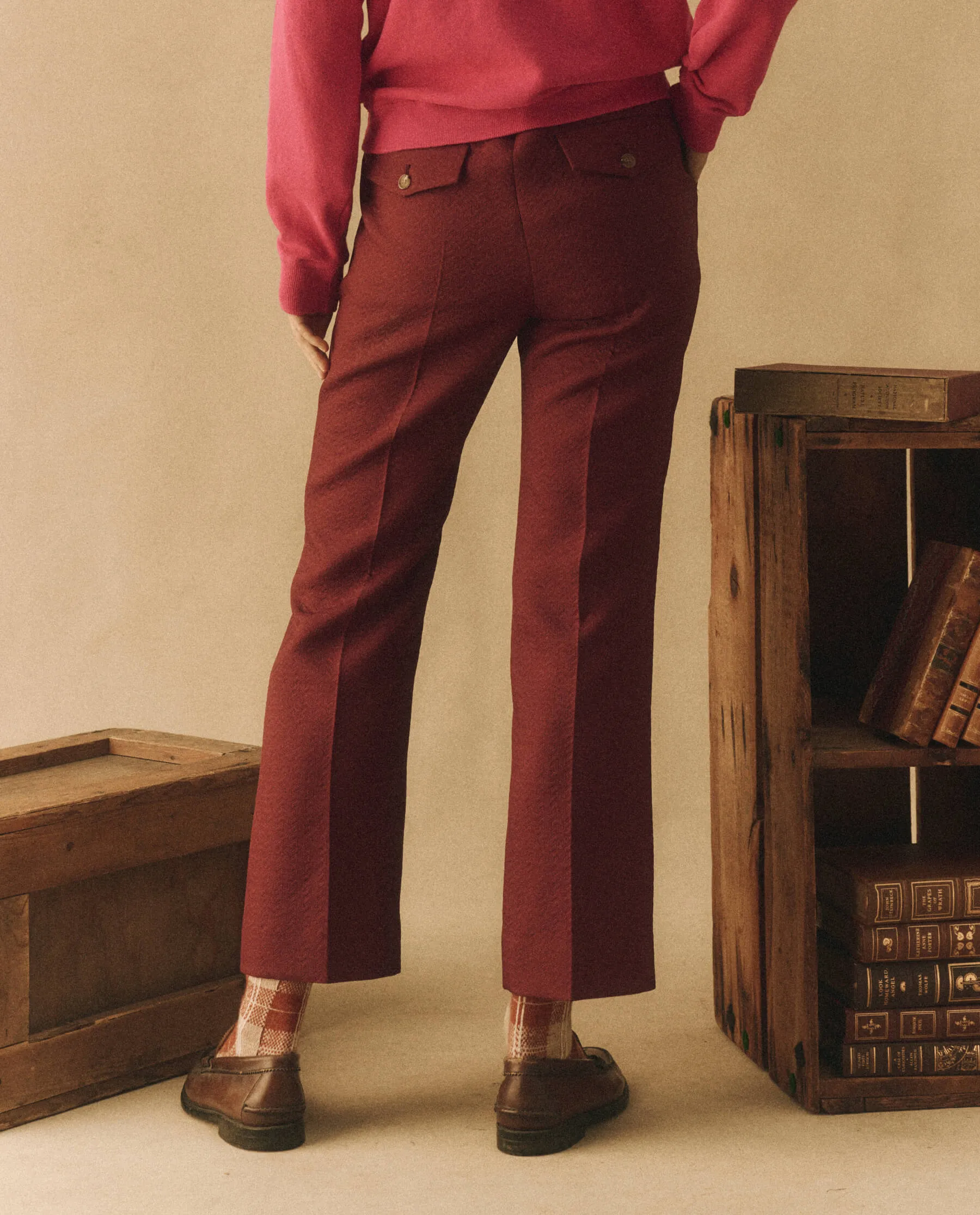 The Great Geo Jacquard Prim Trousers in Mulled Wine