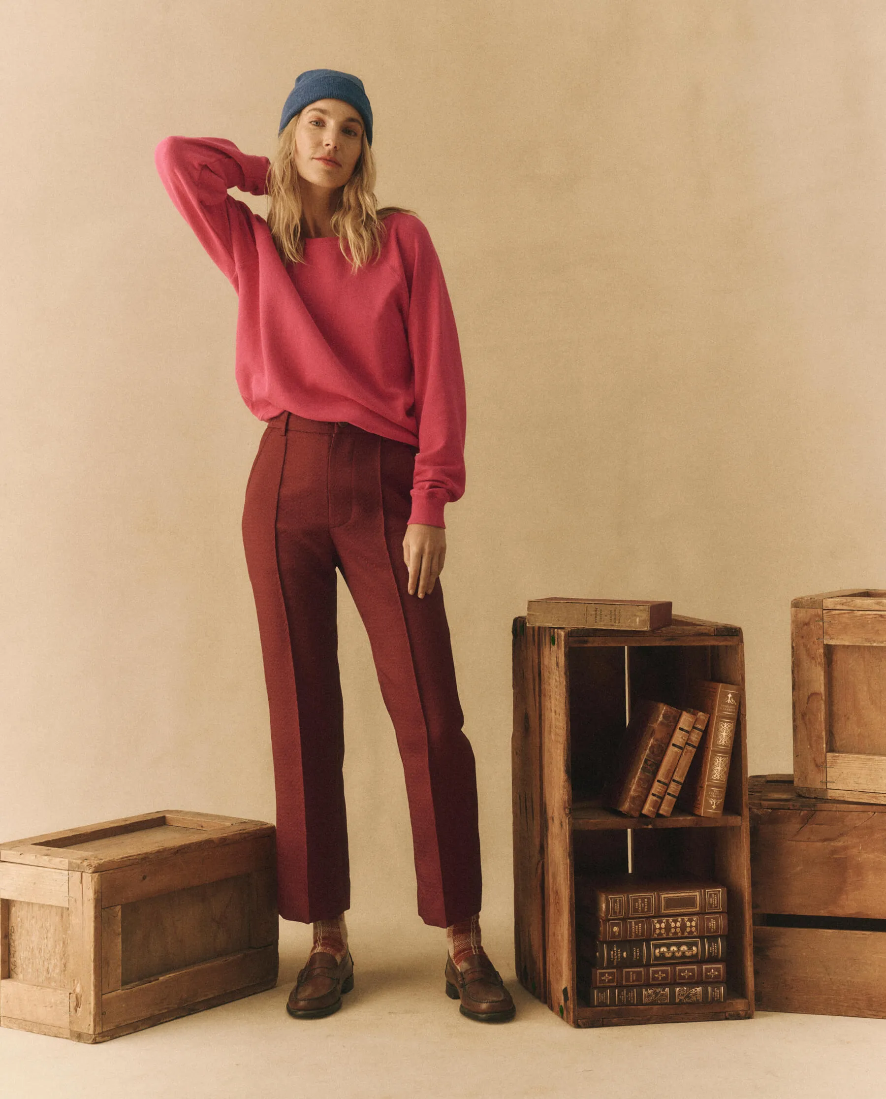 The Great Geo Jacquard Prim Trousers in Mulled Wine