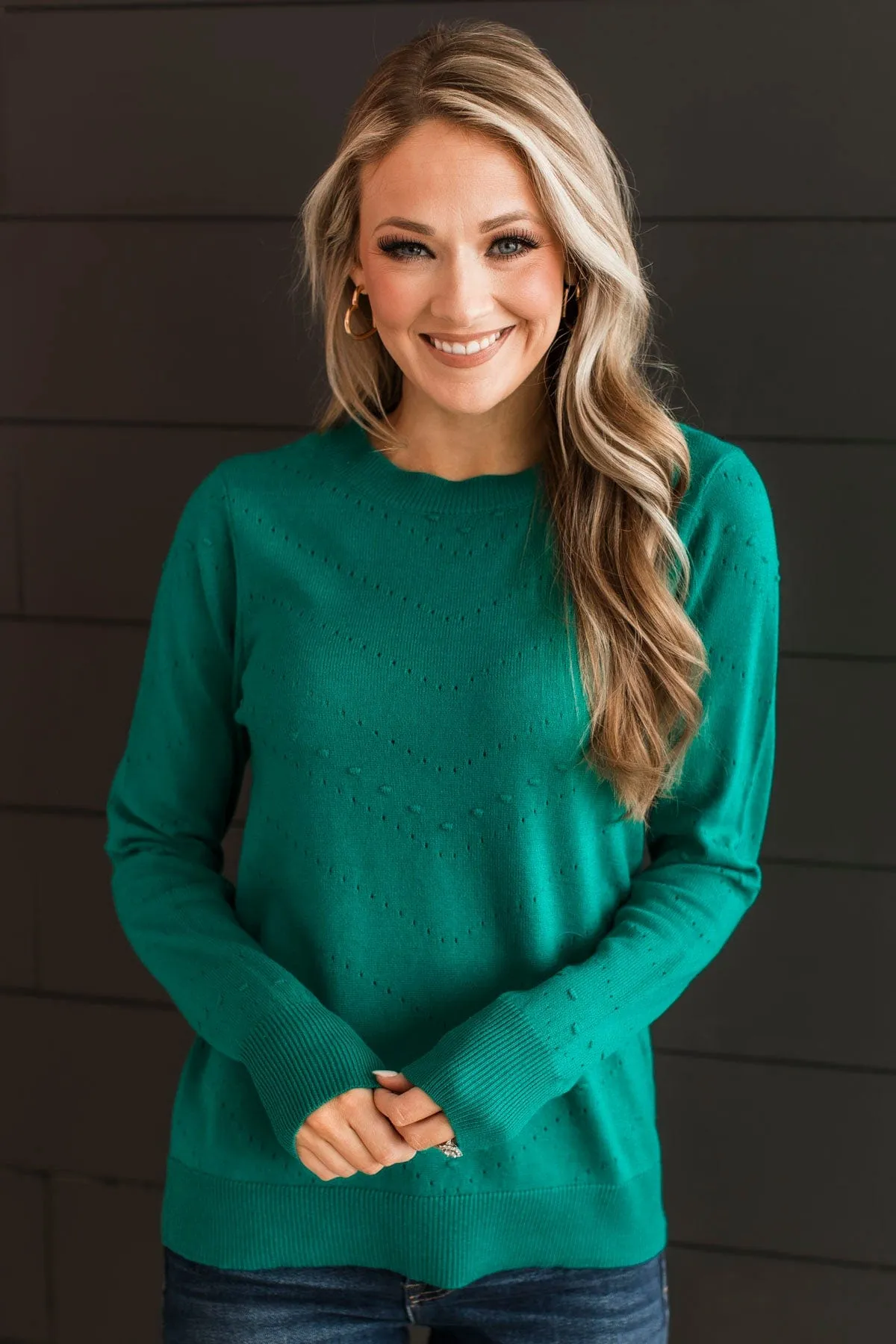 Timeless Allure Knit Sweater- Emerald