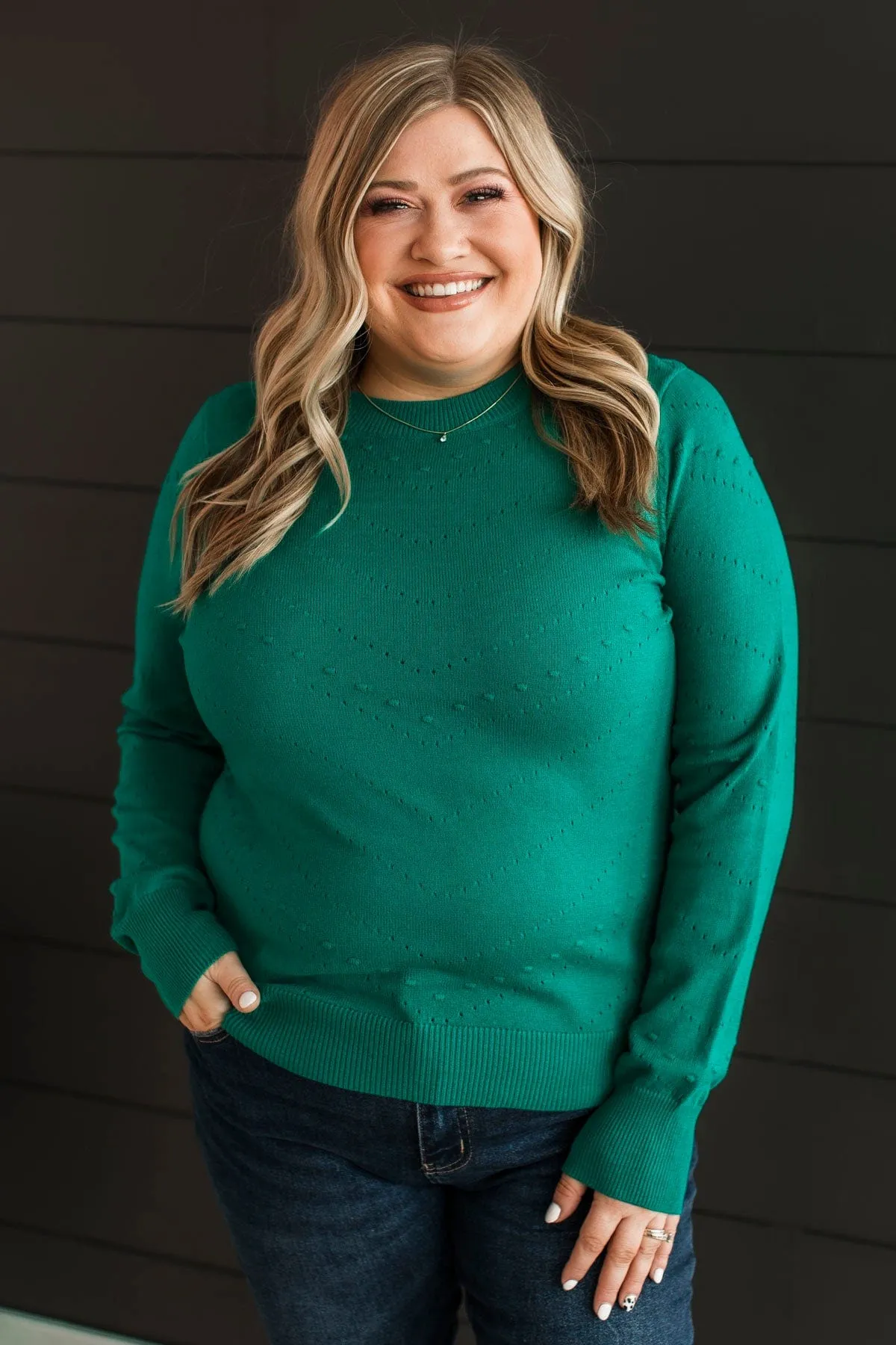 Timeless Allure Knit Sweater- Emerald