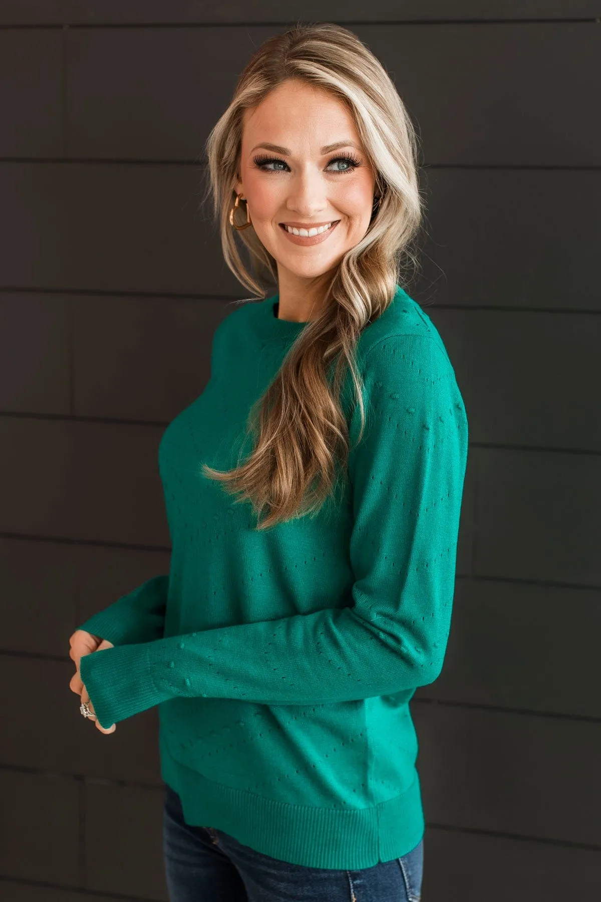 Timeless Allure Knit Sweater- Emerald