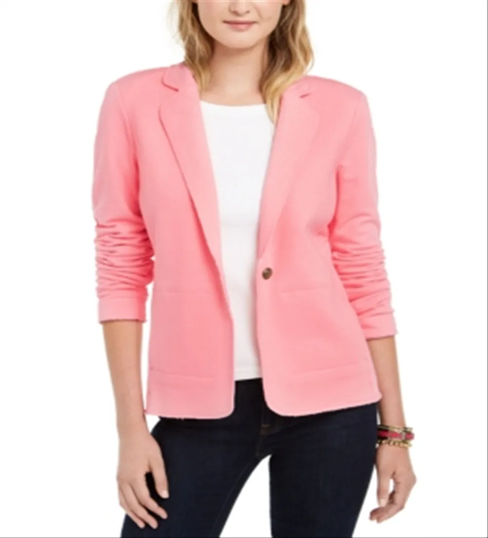 Tommy Hilfiger Women's Single Button Knit Blazer Pink Size X-Large