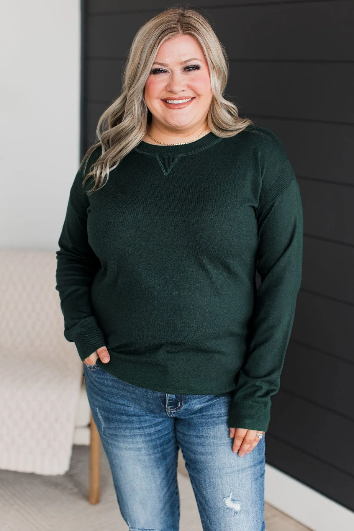 Unforgettable Feeling Knit Sweater- Forest Green