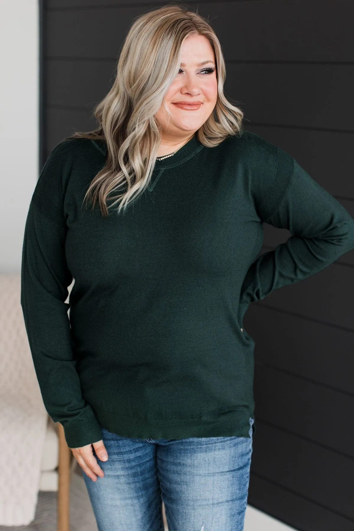 Unforgettable Feeling Knit Sweater- Forest Green