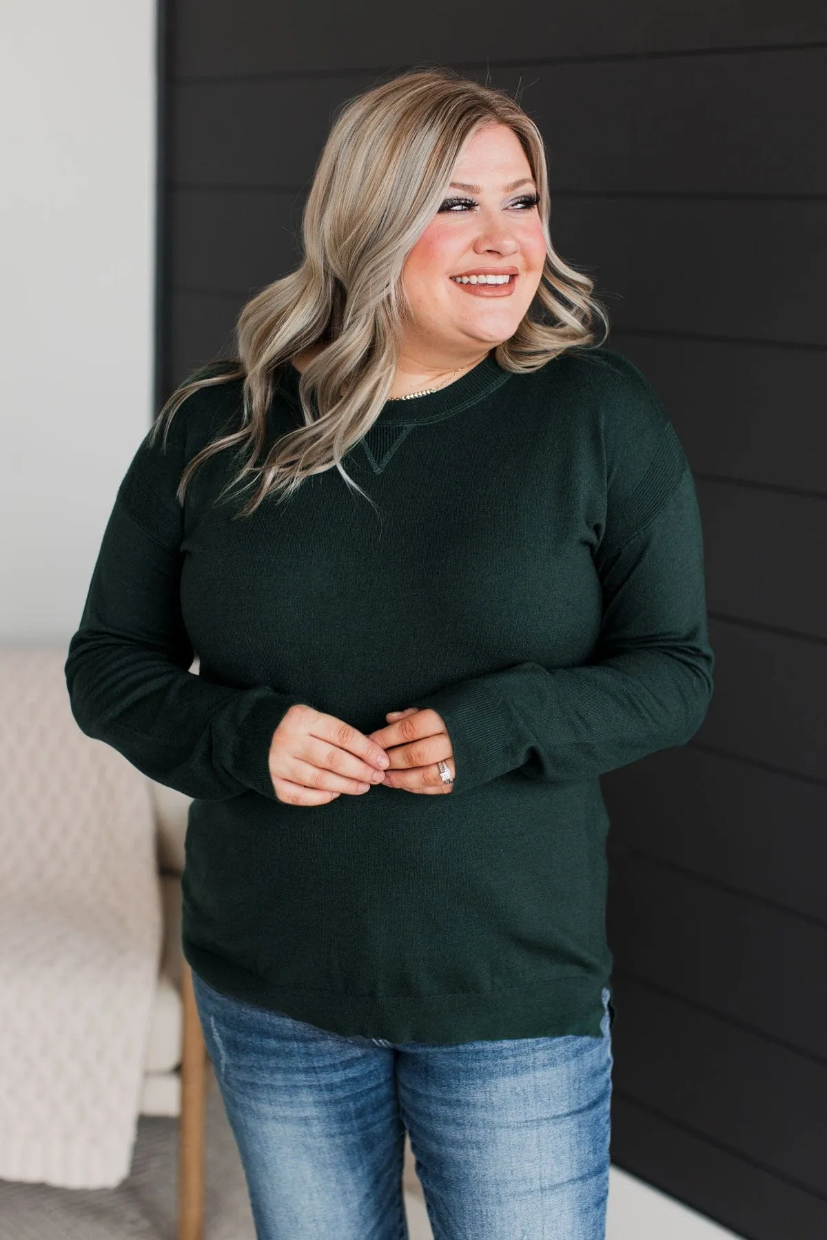 Unforgettable Feeling Knit Sweater- Forest Green