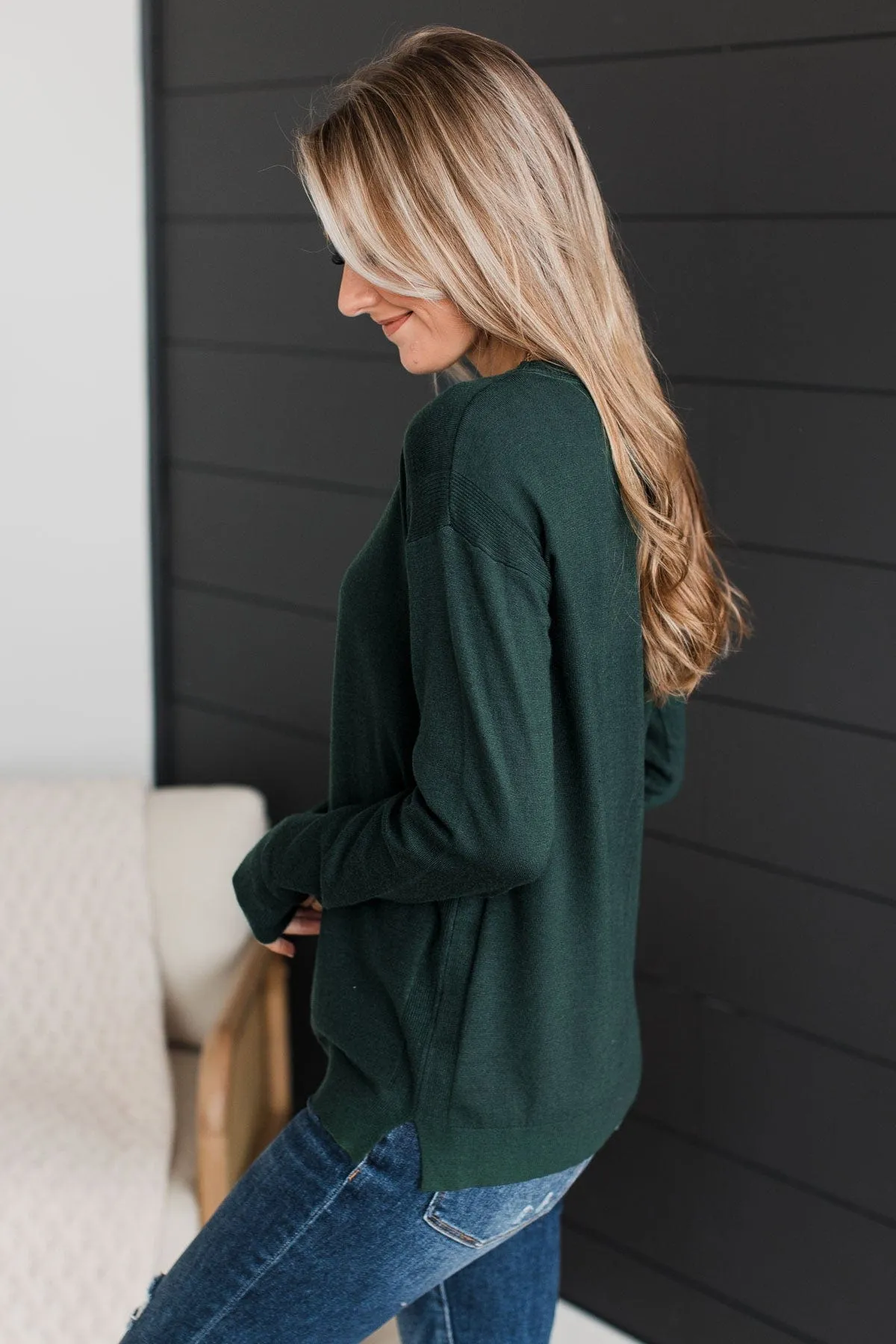 Unforgettable Feeling Knit Sweater- Forest Green