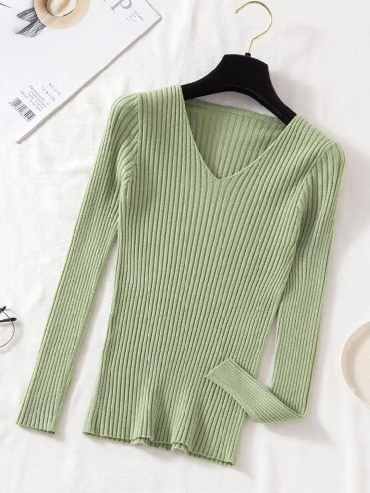 V-Neck Women Pullover Sweater