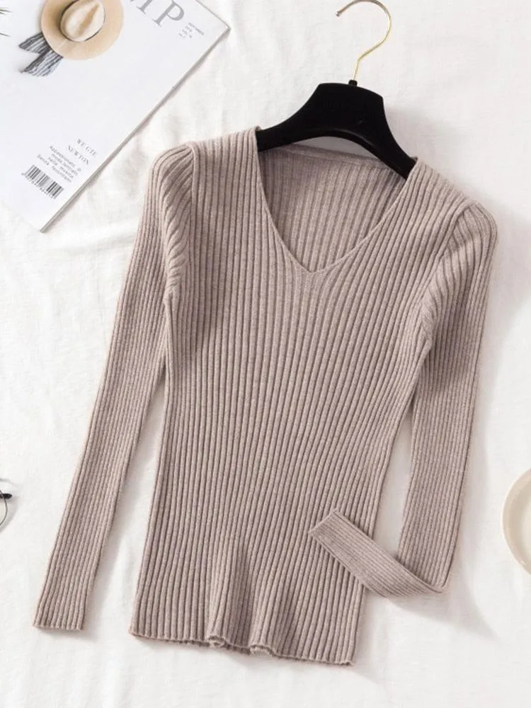 V-Neck Women Pullover Sweater