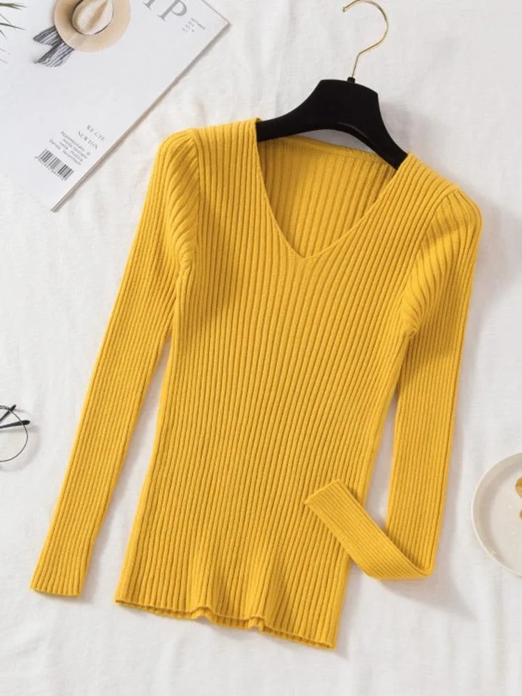 V-Neck Women Pullover Sweater