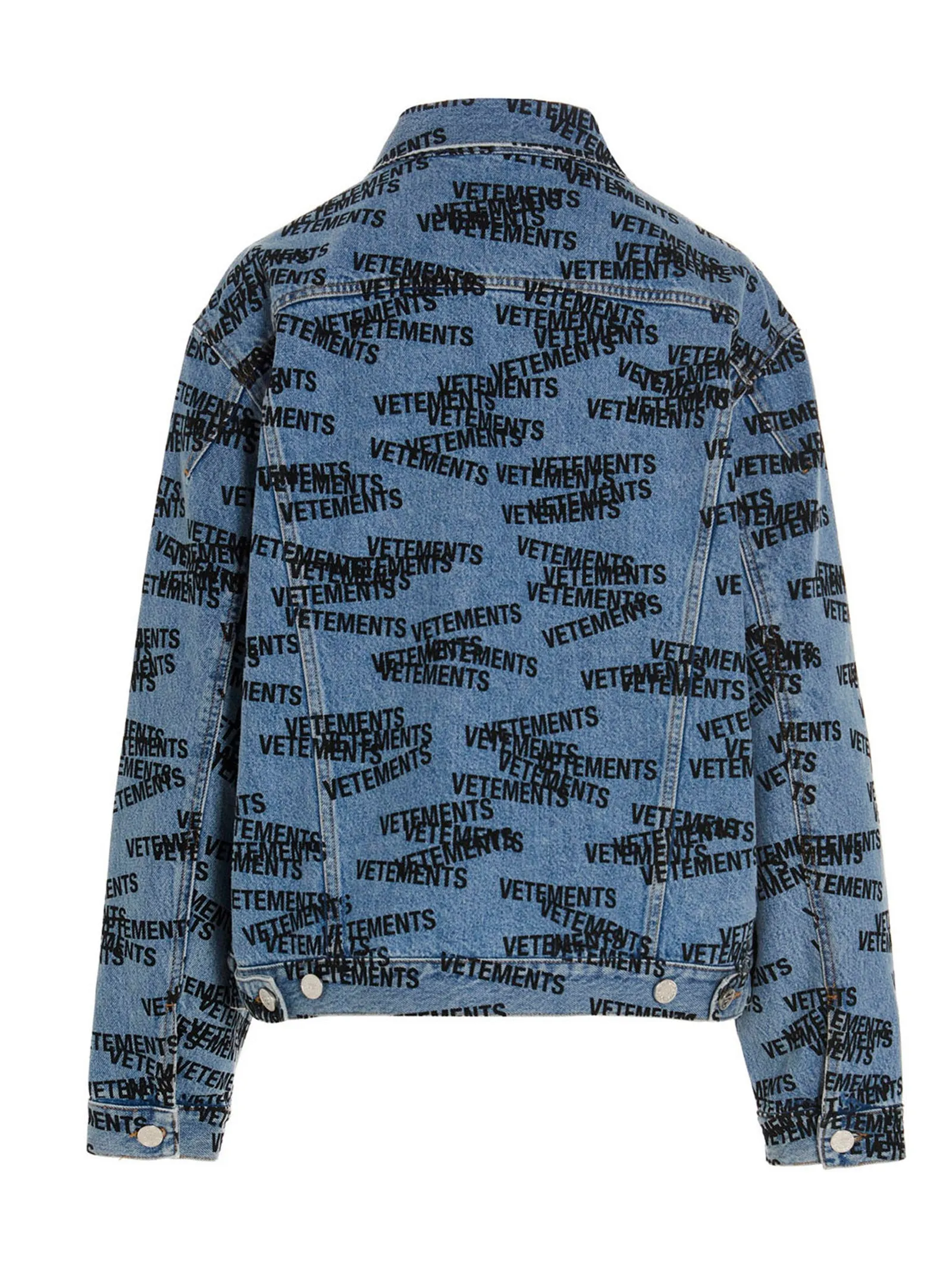 Vetements Allover Logo Printed Denim Jacket