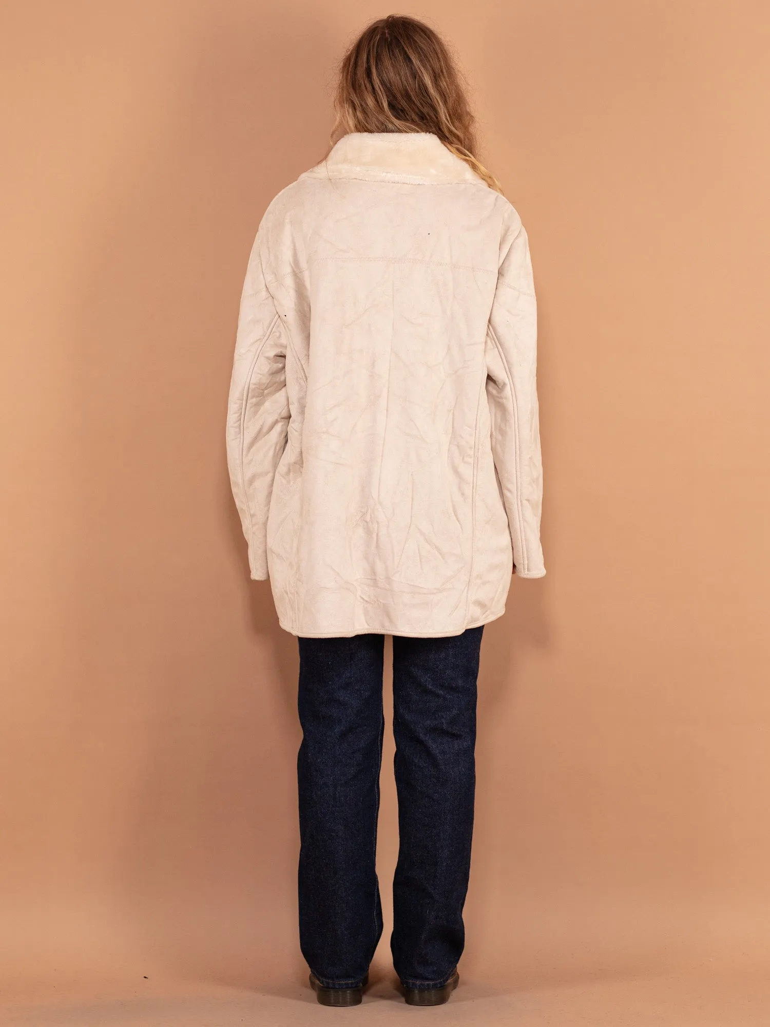 Vintage 90's Women Sherpa Coat in Cream White