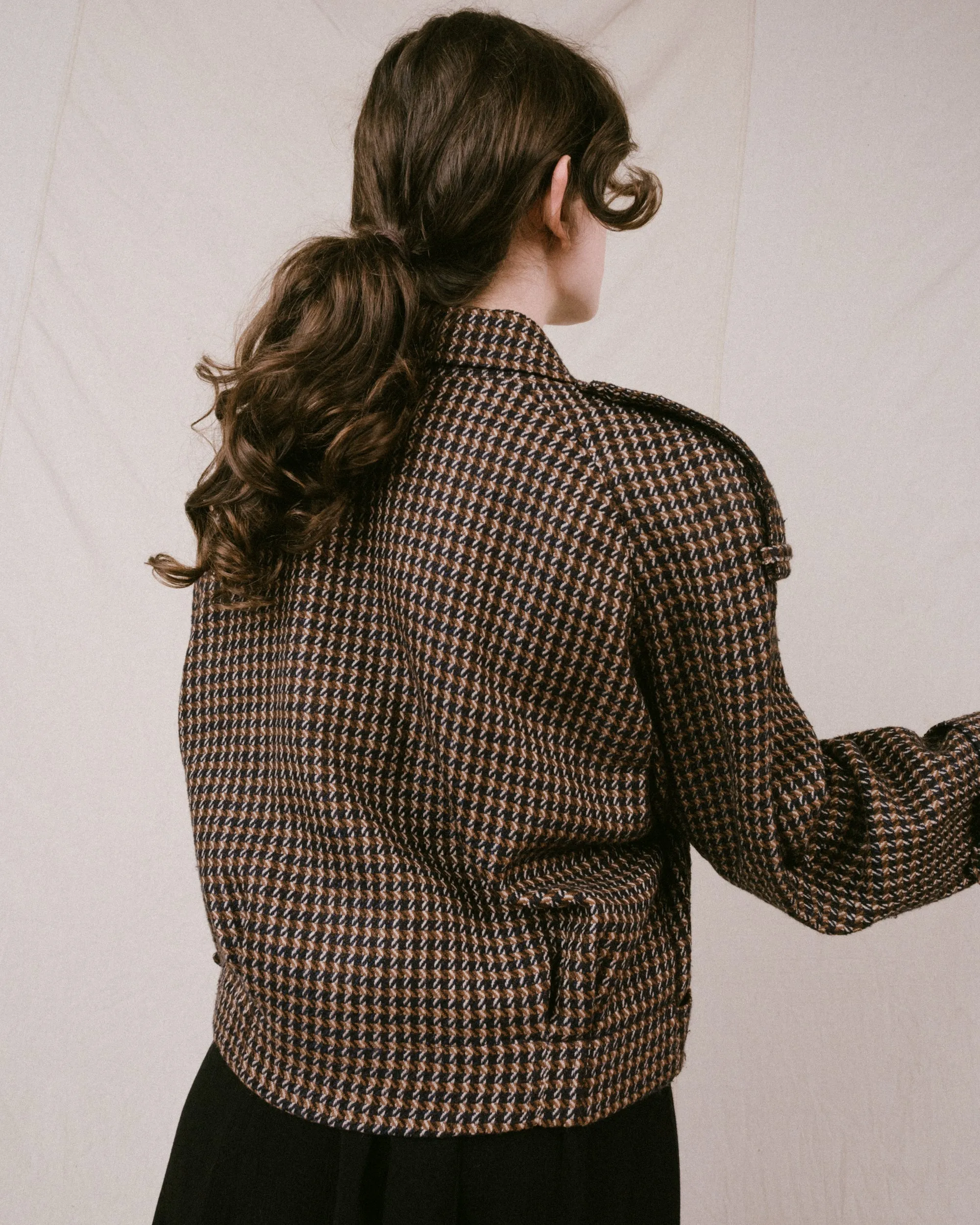 Vintage Plaid Wool Bomber Jacket (S/M)