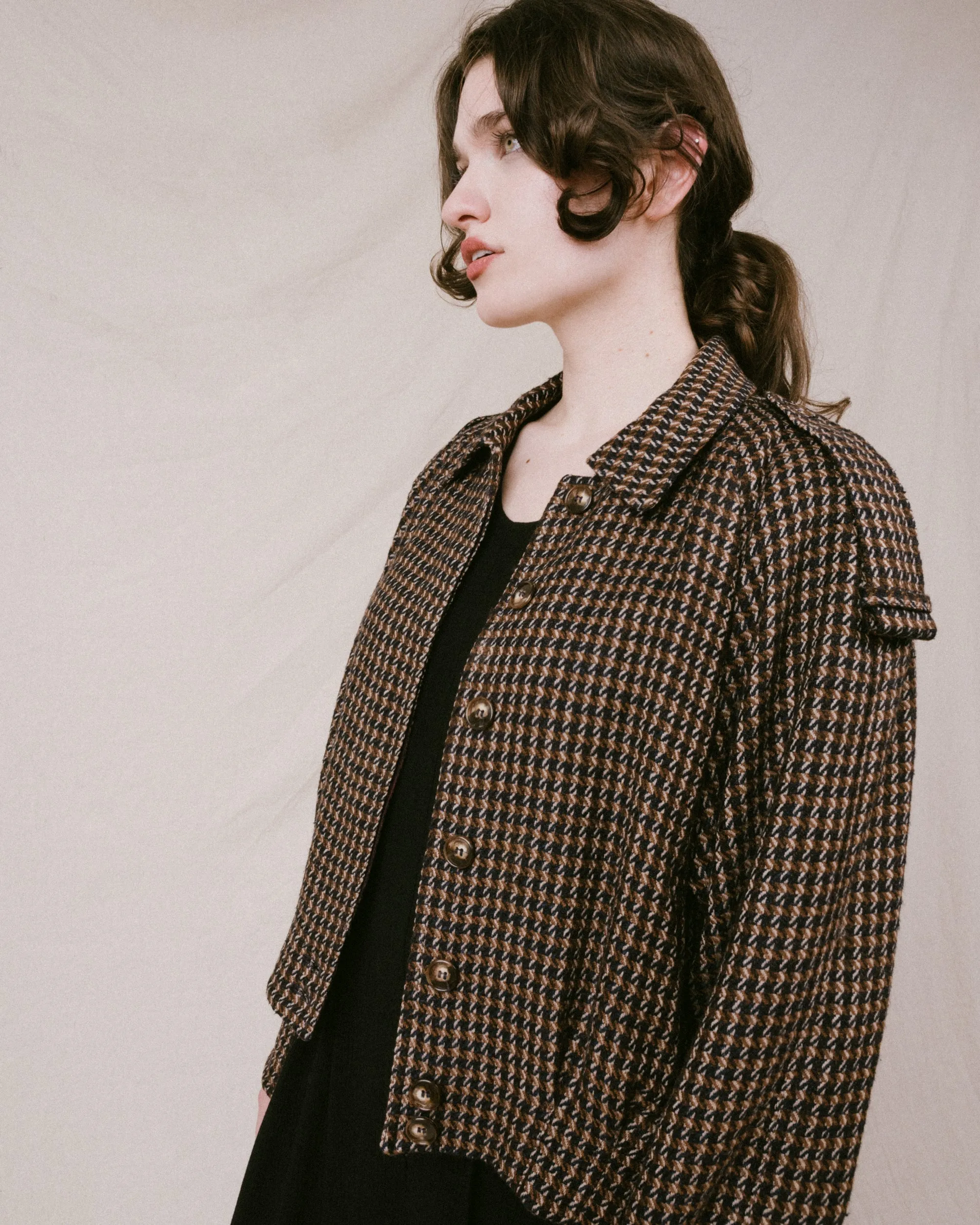 Vintage Plaid Wool Bomber Jacket (S/M)