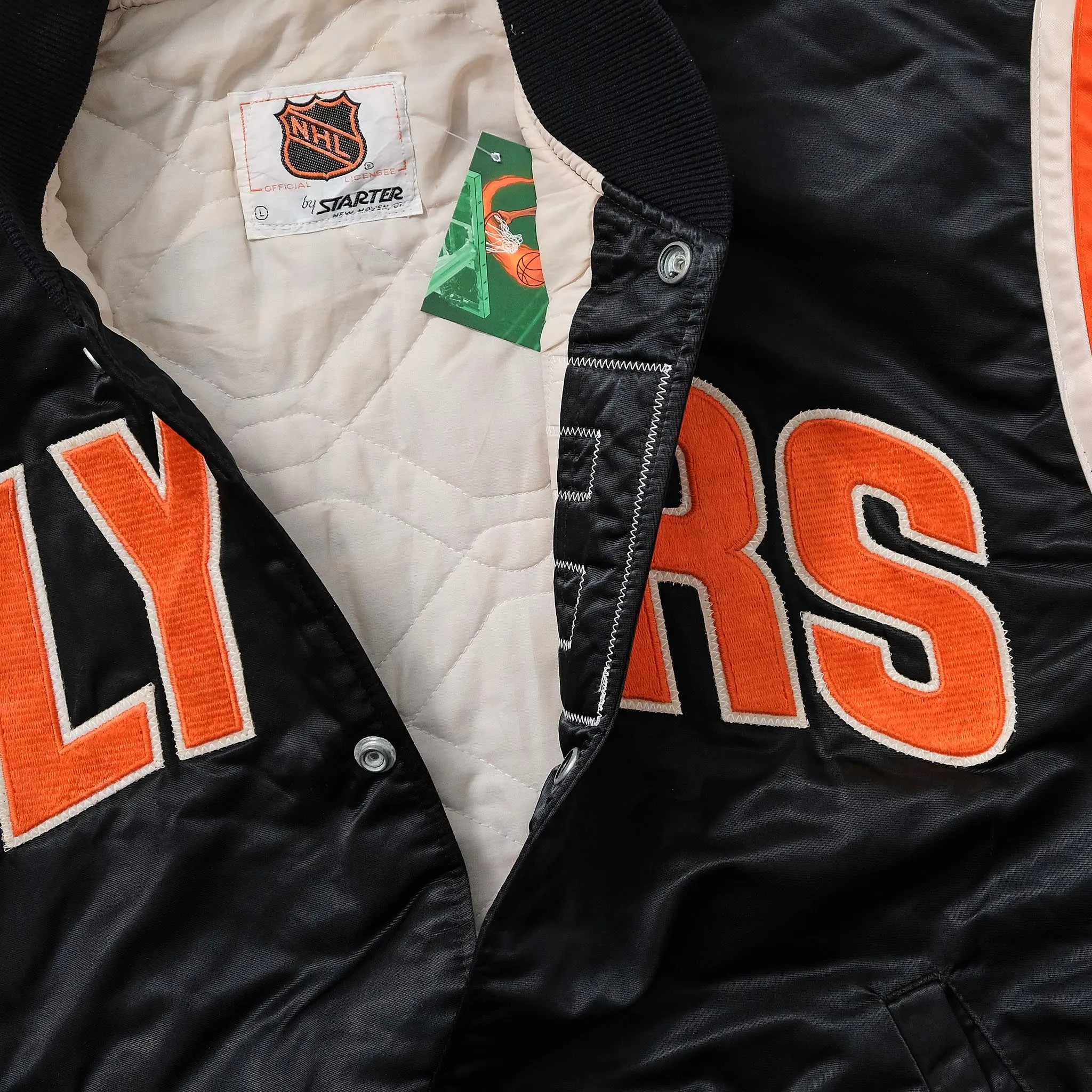 Vintage Starter Philadelphia Flyers Satin Bomber Jacket Medium