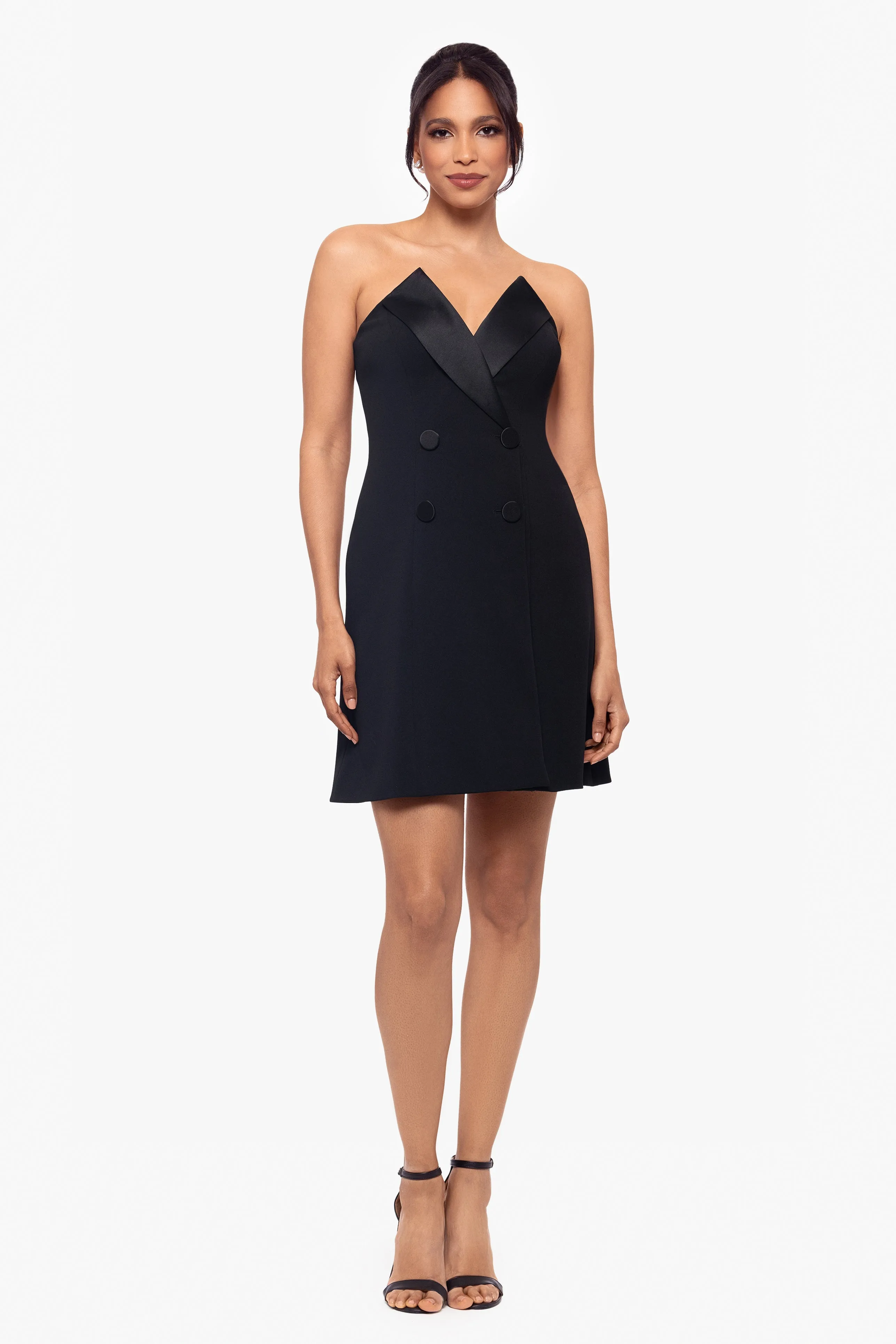 Vyolet Short Scuba Crepe Tuxedo Dress