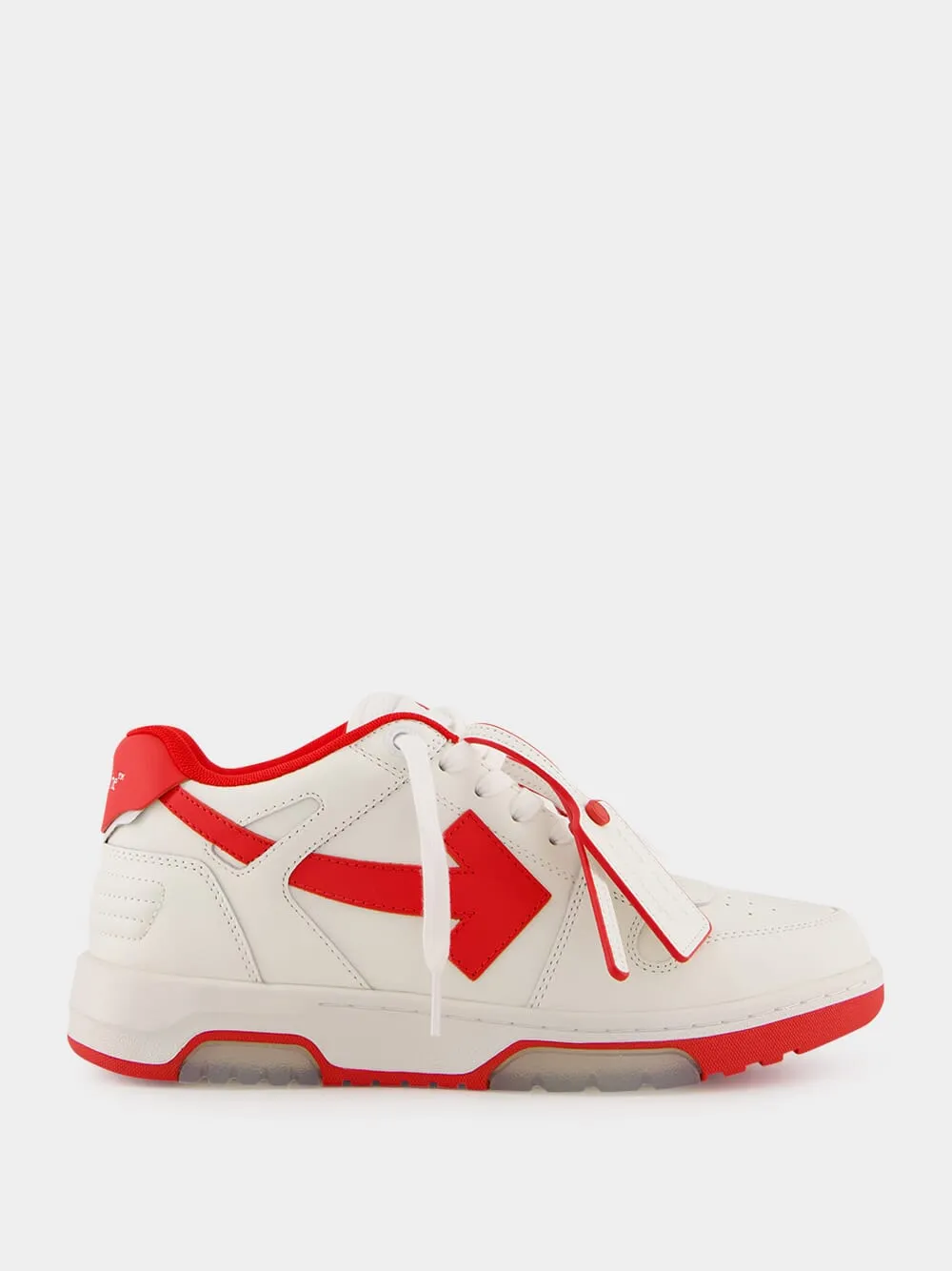 White and Red Out of Office Ooo Calf Leather Sneakers