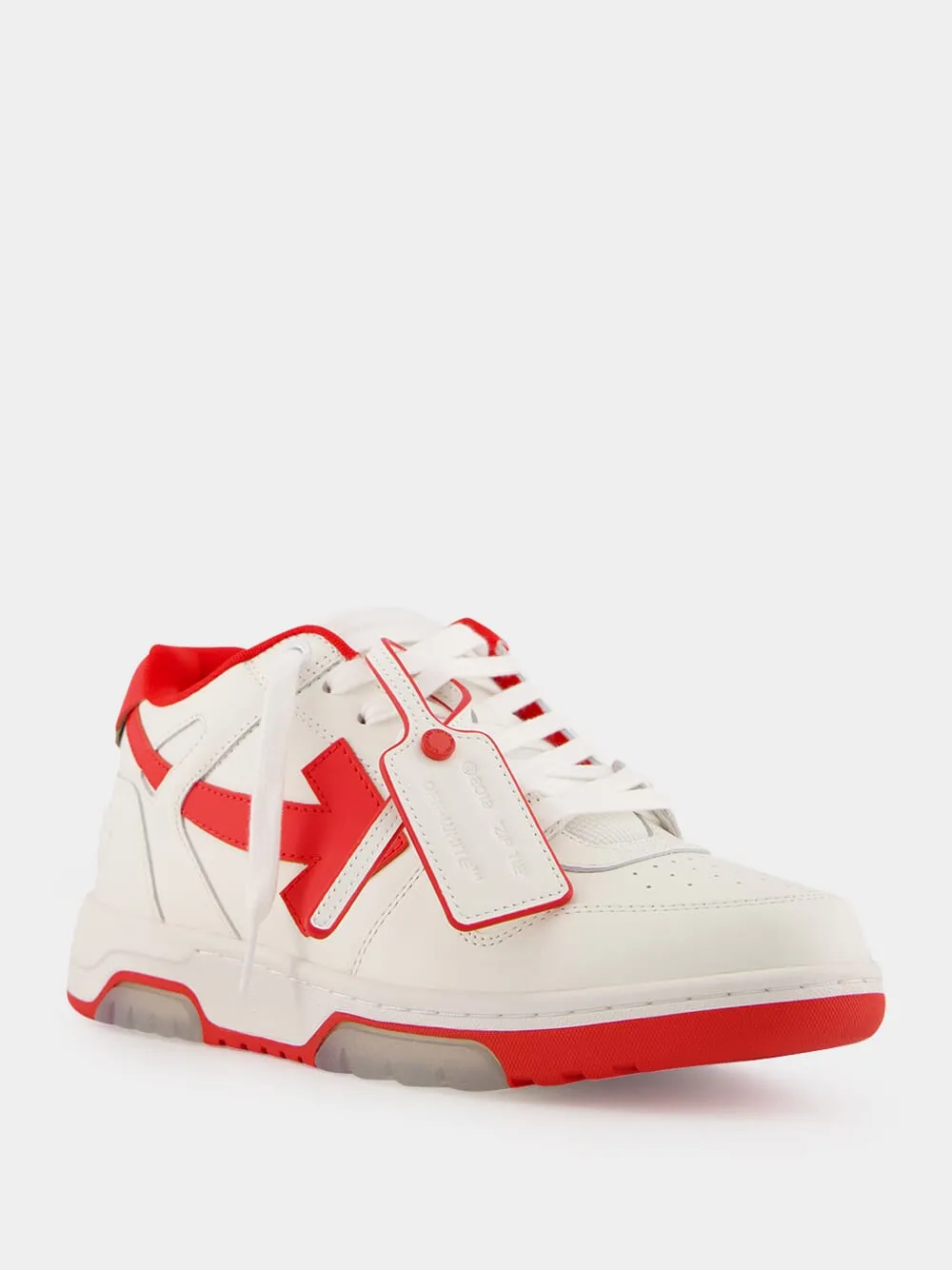 White and Red Out of Office Ooo Calf Leather Sneakers