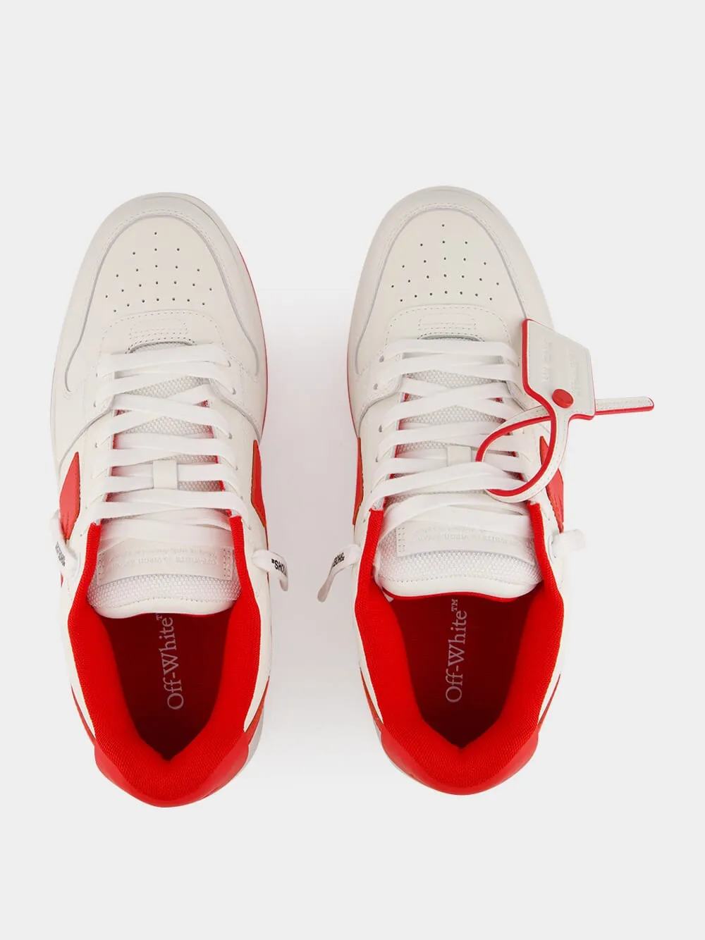 White and Red Out of Office Ooo Calf Leather Sneakers