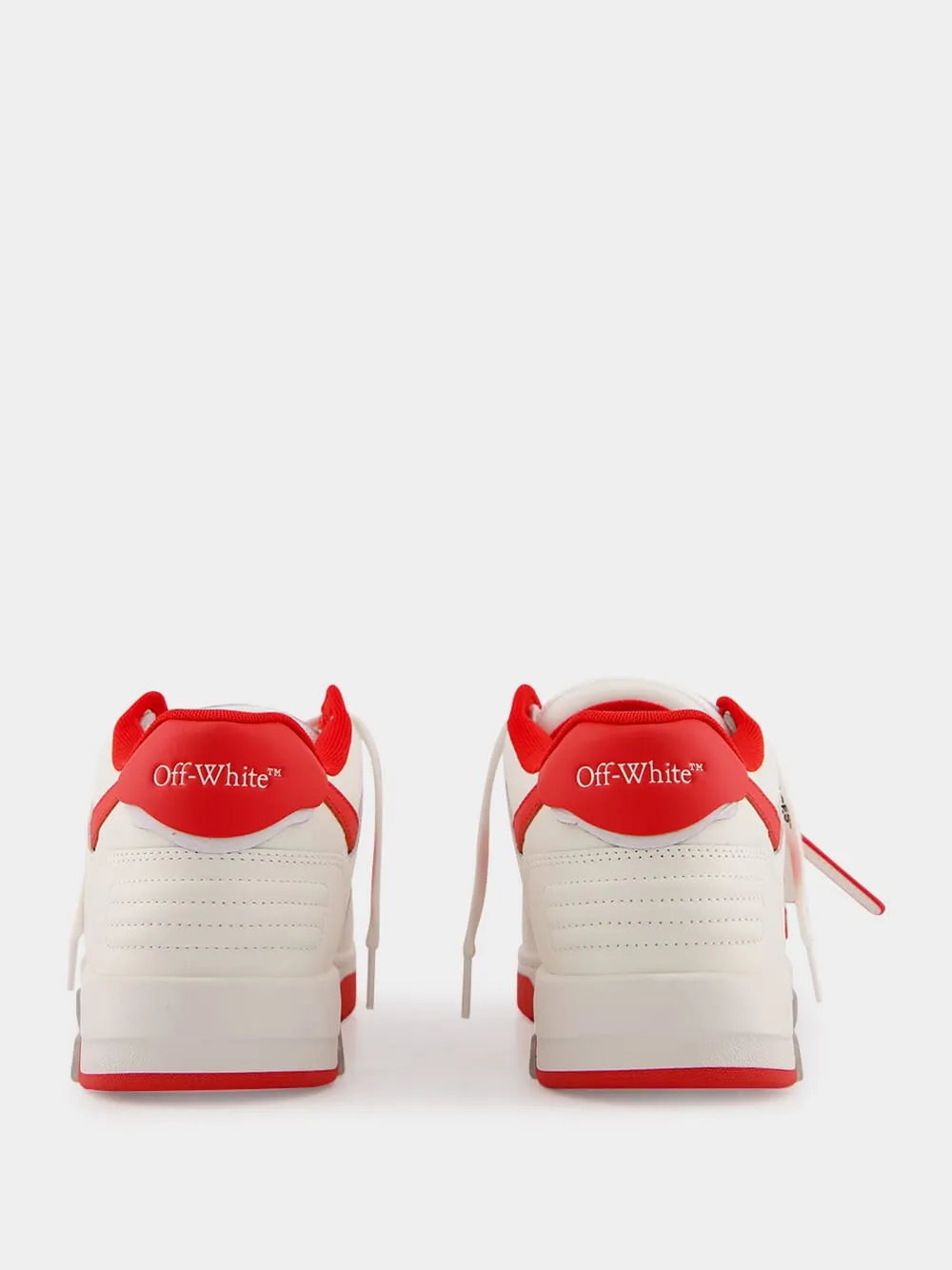 White and Red Out of Office Ooo Calf Leather Sneakers