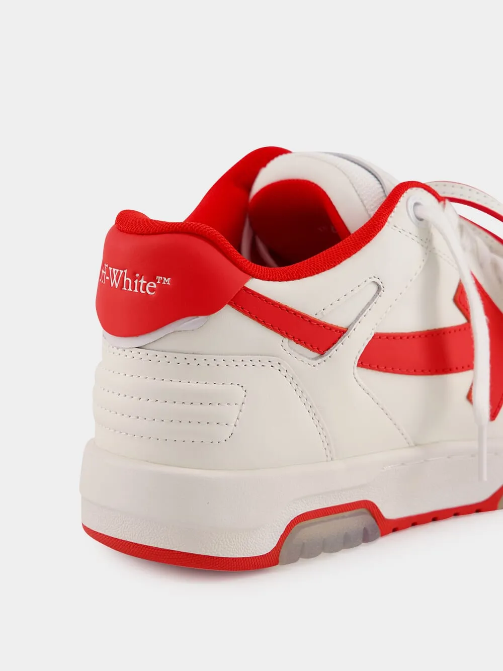 White and Red Out of Office Ooo Calf Leather Sneakers