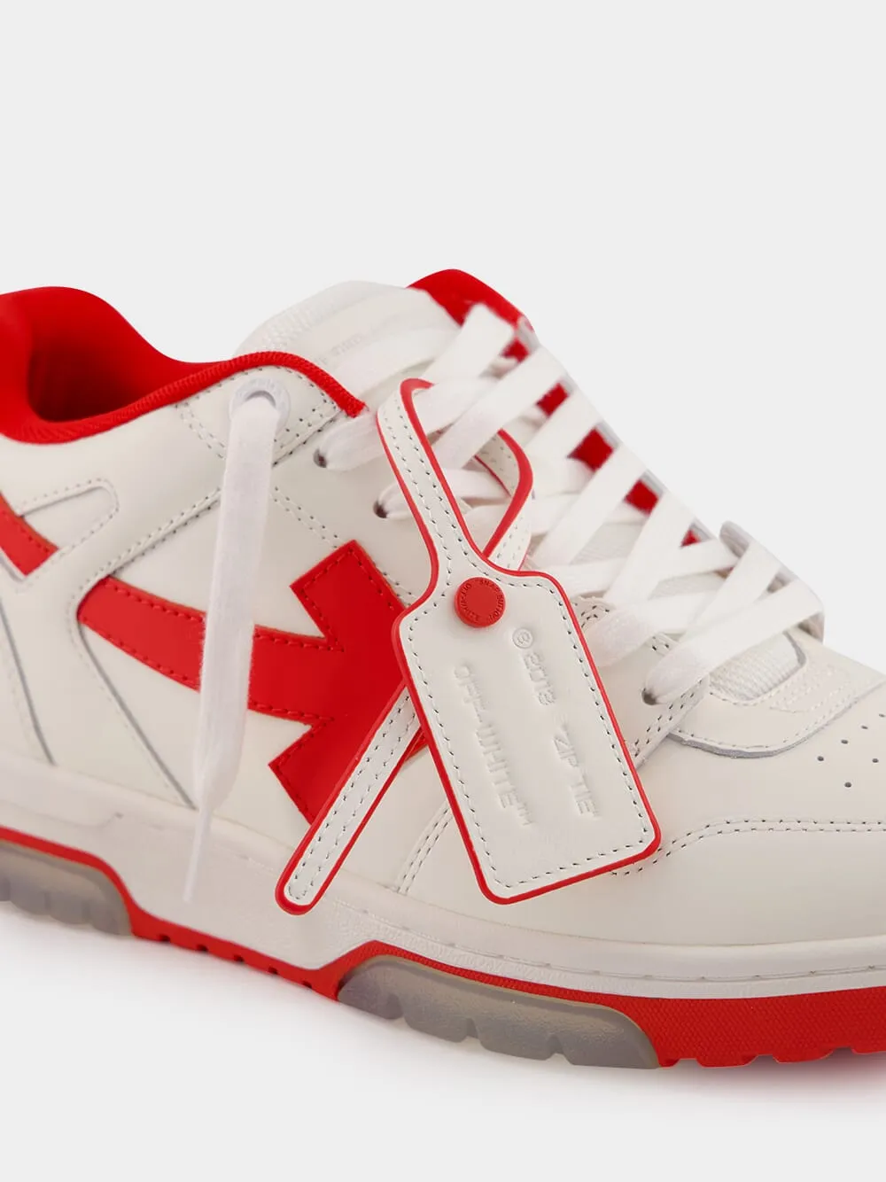 White and Red Out of Office Ooo Calf Leather Sneakers