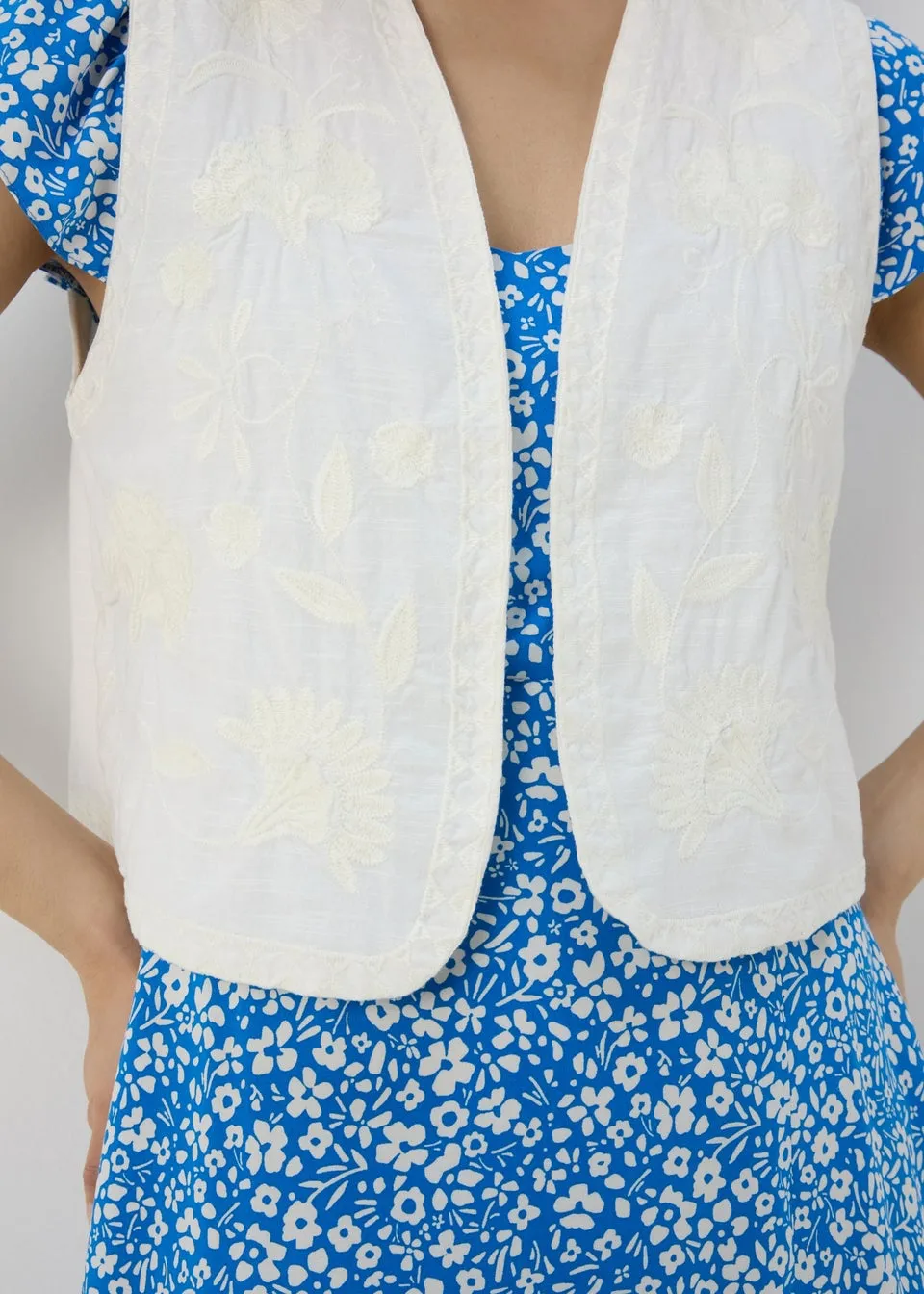 White Embroidered Waistcoat