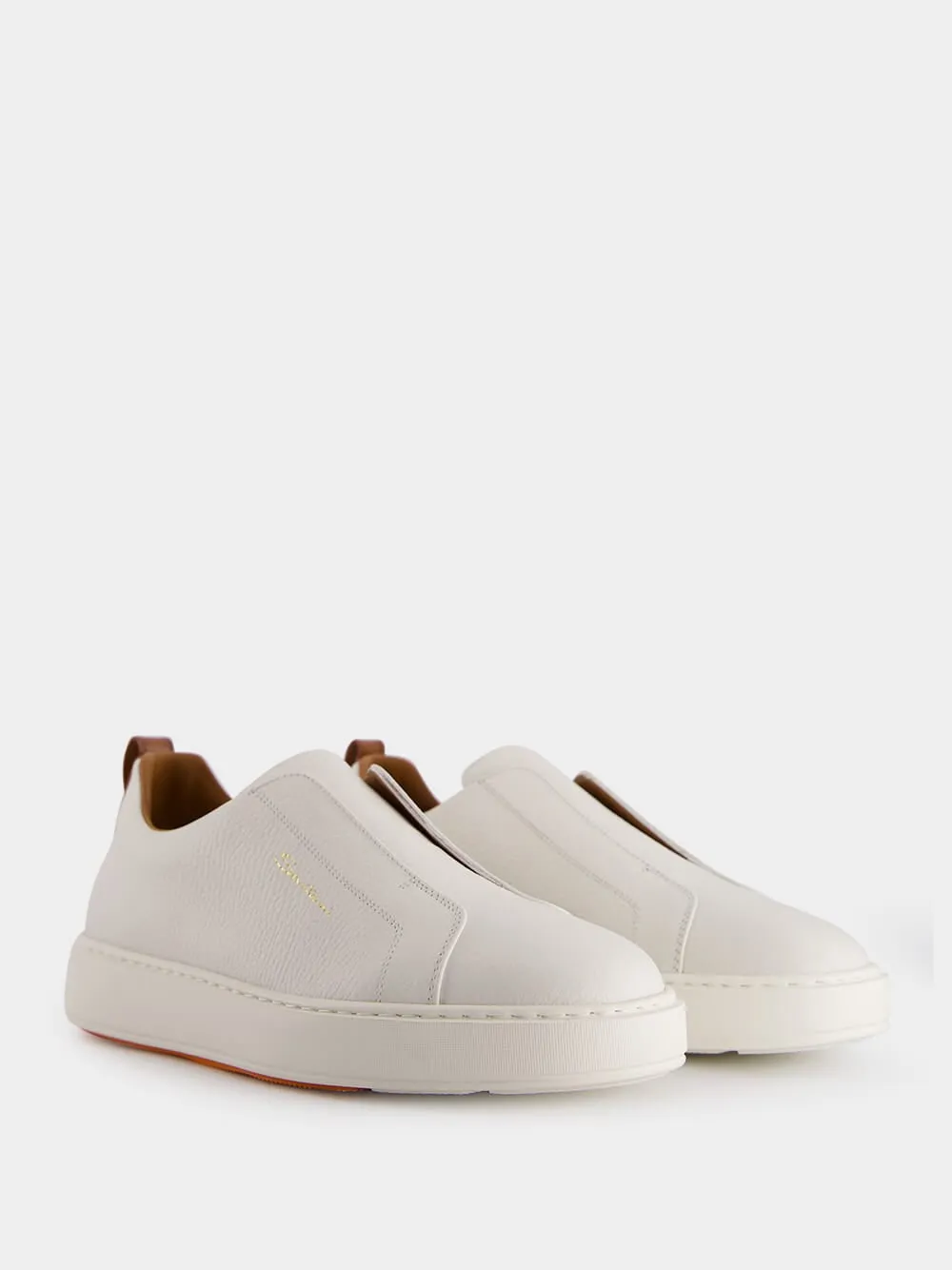 White Leather Slip-On Sneakers