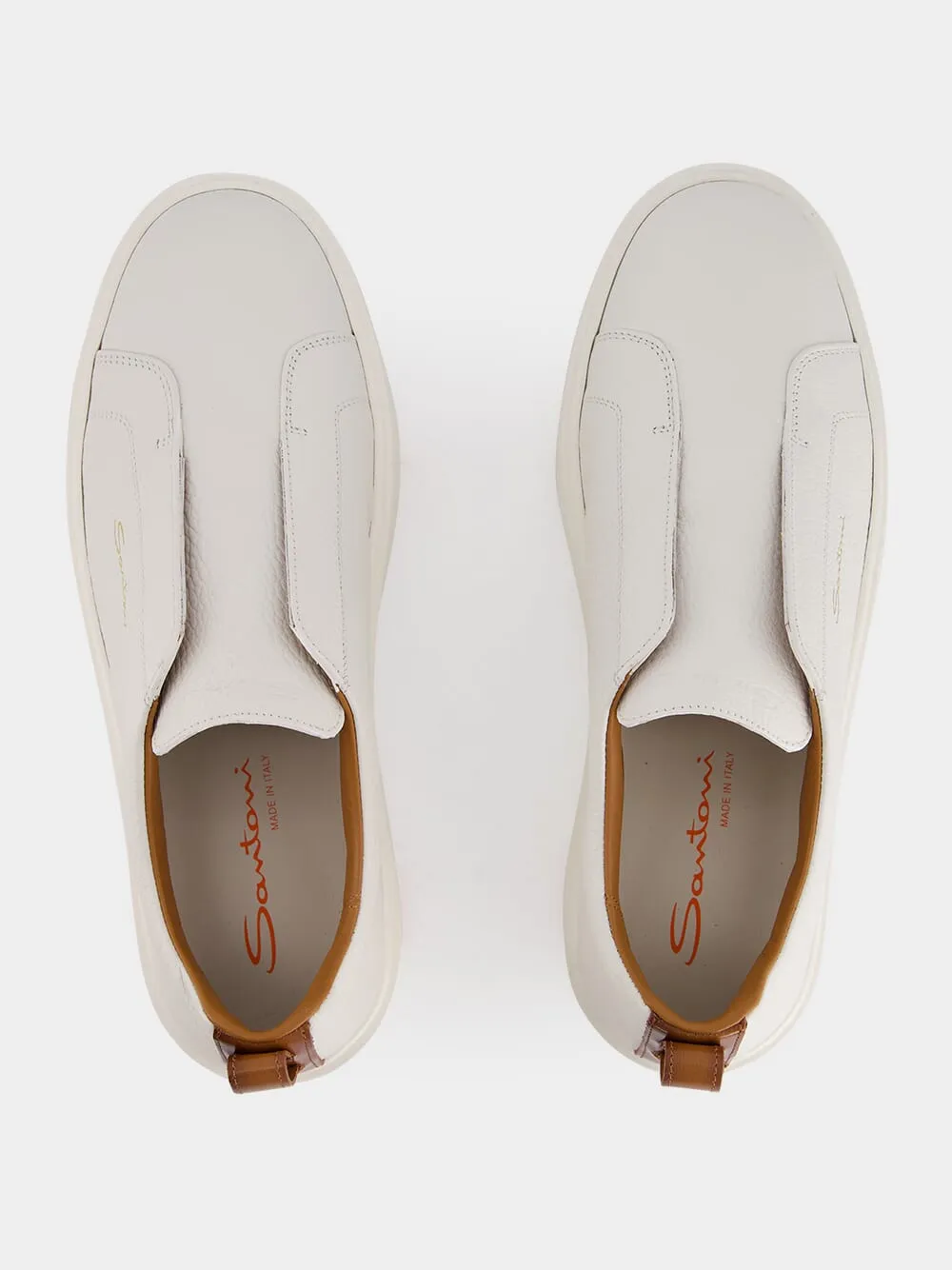 White Leather Slip-On Sneakers