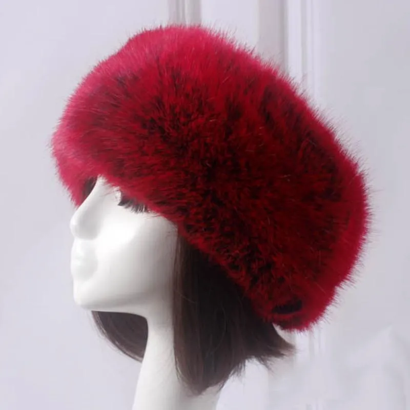 Winter Fashion Casual Warm Synthetic Fur Beanies for Women