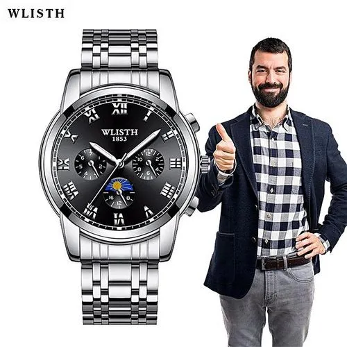 WLISTH Fashion Steel Band Business Waterproof Men's Watch Simple Luminous Sports Casual Men Wrist Watch Clock Relogio Masculino 