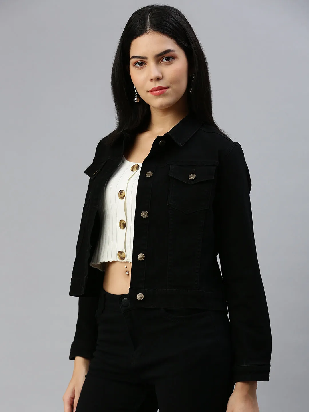 Women Denim Jacket Black