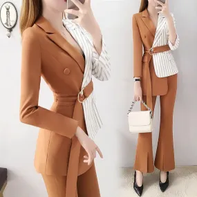 Women Slim Splicing Pantsuit