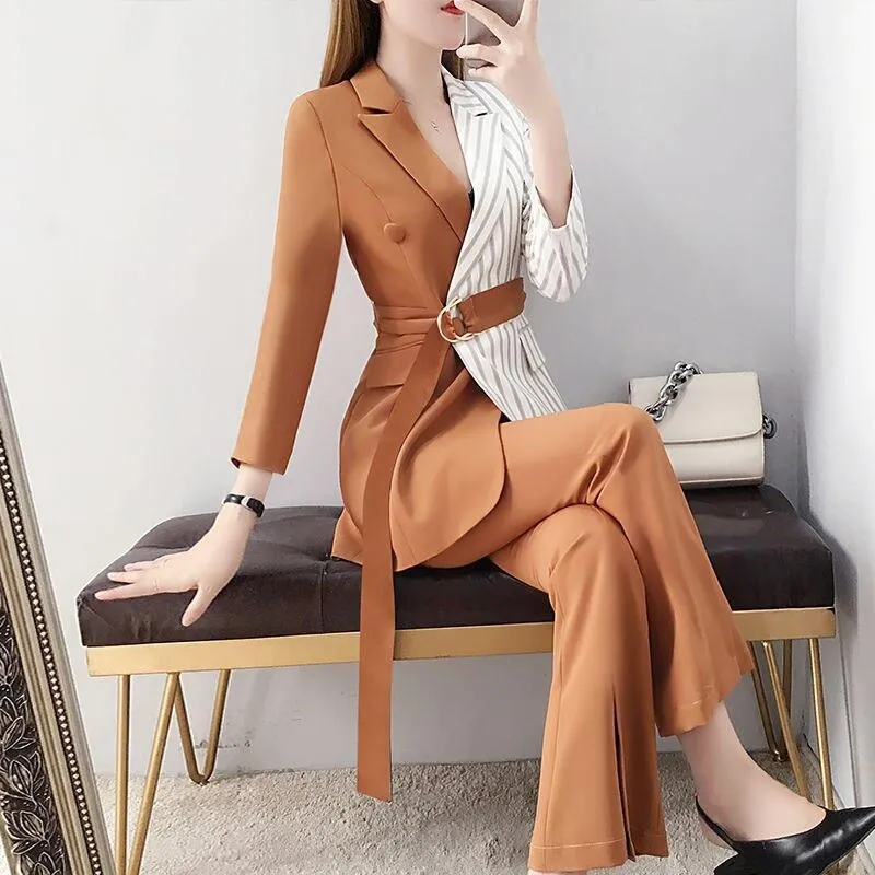 Women Slim Splicing Pantsuit