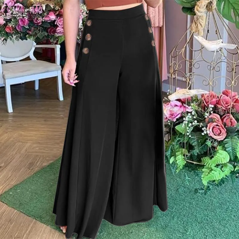 Women's Fashion Pants Casual Wide Leg Vintage Elastic Trousers