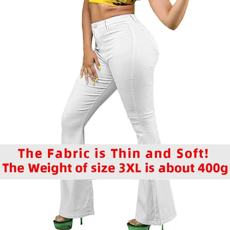 Women's Streetwear High Waist Polyester Slight Stretchy Flare Jeans