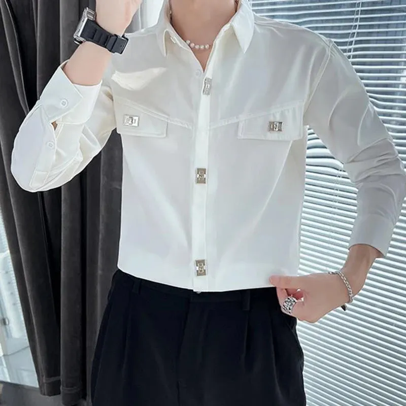 Xituodai Spring Autumn Polo-neck Solid Color Long Sleeve Shirt Male Black Casual Fashion Pants Set Men All-match Cardigan Blouse