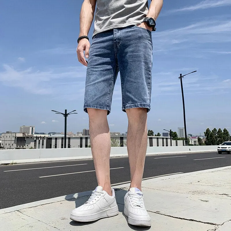 Xituodai Summer Men Ripped Denim Shorts Men's Tide Brand Trend Casual Fashion Five-Point Pants Spirit Boy Shorts Men's Jeans