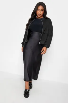 YOURS Curve Black Glitter Formal Bomber Jacket